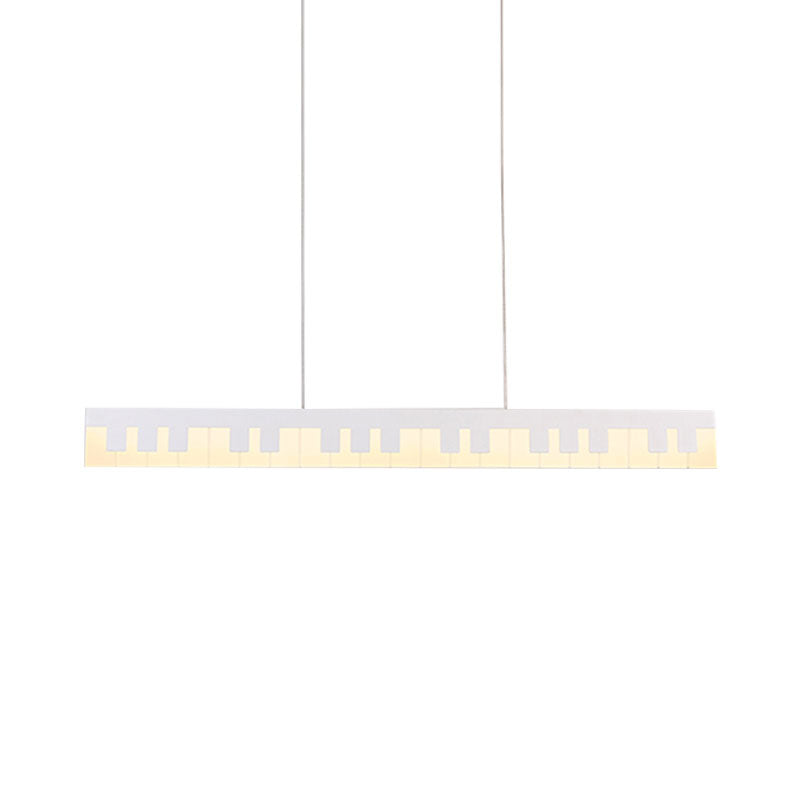 Acrylic Piano Key Chandelier Lamp Fixture Kids White/Black LED Hanging Ceiling Light in White/Warm Light Clearhalo 'Ceiling Lights' 'Island Lights' Lighting' 1194824
