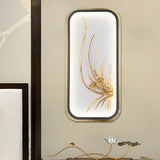 Rectangle Bamboo Leaf Wall Light Chinese Style Metallic LED Gold Wall Mural Lamp for Corridor Clearhalo 'Wall Lamps & Sconces' 'Wall Lights' Lighting' 1194870