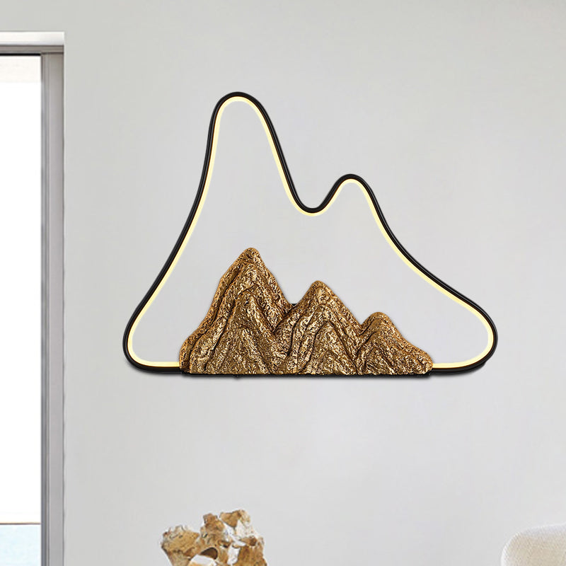 Geometric Shaped Ironic Mural Light Oriental Style LED Black and Gold Wall Lamp with Mountain Pattern Black-Gold A Clearhalo 'Wall Lamps & Sconces' 'Wall Lights' Lighting' 1194887
