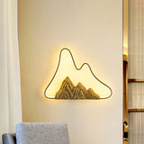 Geometric Shaped Ironic Mural Light Oriental Style LED Black and Gold Wall Lamp with Mountain Pattern Clearhalo 'Wall Lamps & Sconces' 'Wall Lights' Lighting' 1194888