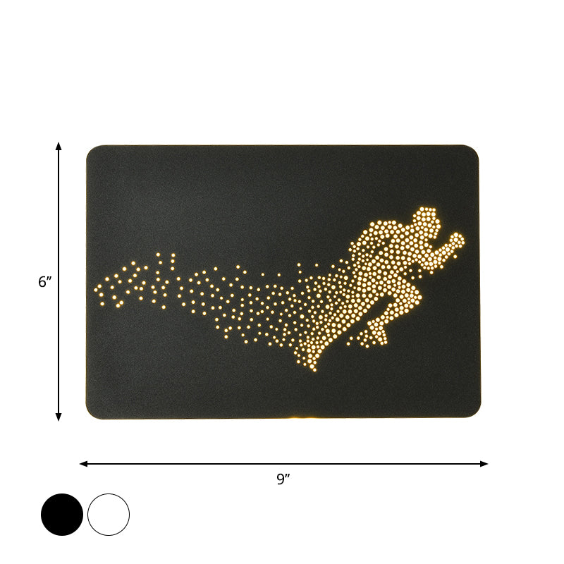 White/Black Rectangle Wall Lighting Idea Minimalist LED Acrylic Wall Mural Lamp with Running Man Pattern Clearhalo 'Cast Iron' 'Glass' 'Industrial' 'Modern wall lights' 'Modern' 'Tiffany' 'Traditional wall lights' 'Wall Lamps & Sconces' 'Wall Lights' Lighting' 1194915