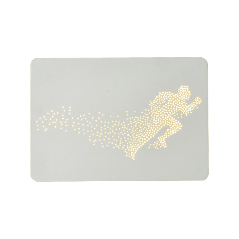 White/Black Rectangle Wall Lighting Idea Minimalist LED Acrylic Wall Mural Lamp with Running Man Pattern Clearhalo 'Cast Iron' 'Glass' 'Industrial' 'Modern wall lights' 'Modern' 'Tiffany' 'Traditional wall lights' 'Wall Lamps & Sconces' 'Wall Lights' Lighting' 1194918