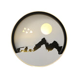 Round Living Room Wall Mounted Lamp Acrylic LED Contemporary Wall Mural Light in Black with Mountain and Sun Pattern Clearhalo 'Wall Lamps & Sconces' 'Wall Lights' Lighting' 1194939