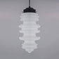 Contemporary 1 Light Pendant Light with White/Amber/Smoke Glass Shade Black Ribbed Hanging Ceiling Lamp White Clearhalo 'Ceiling Lights' 'Glass shade' 'Glass' 'Modern Pendants' 'Modern' 'Pendant Lights' 'Pendants' Lighting' 119494