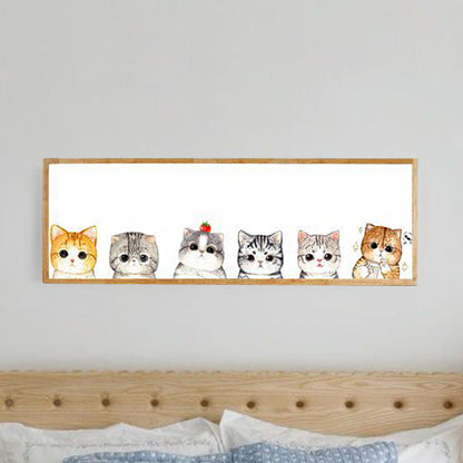 Rectangle Metallic Cute Cat Mural Light Minimal Style LED Wood Wall Mounted Light Fixture Wood Clearhalo 'Wall Lamps & Sconces' 'Wall Lights' Lighting' 1194945