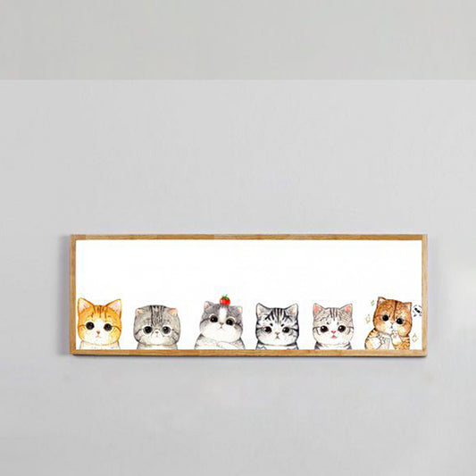 Rectangle Metallic Cute Cat Mural Light Minimal Style LED Wood Wall Mounted Light Fixture Clearhalo 'Wall Lamps & Sconces' 'Wall Lights' Lighting' 1194946