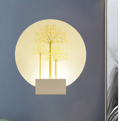 Purple/Pink/Yellow Square Wall Mount Light Simplicity Style LED Acrylic Mural Lamp with Deer/Blossom/Tree Pattern for Guest Room Yellow Clearhalo 'Wall Lamps & Sconces' 'Wall Lights' Lighting' 1194949