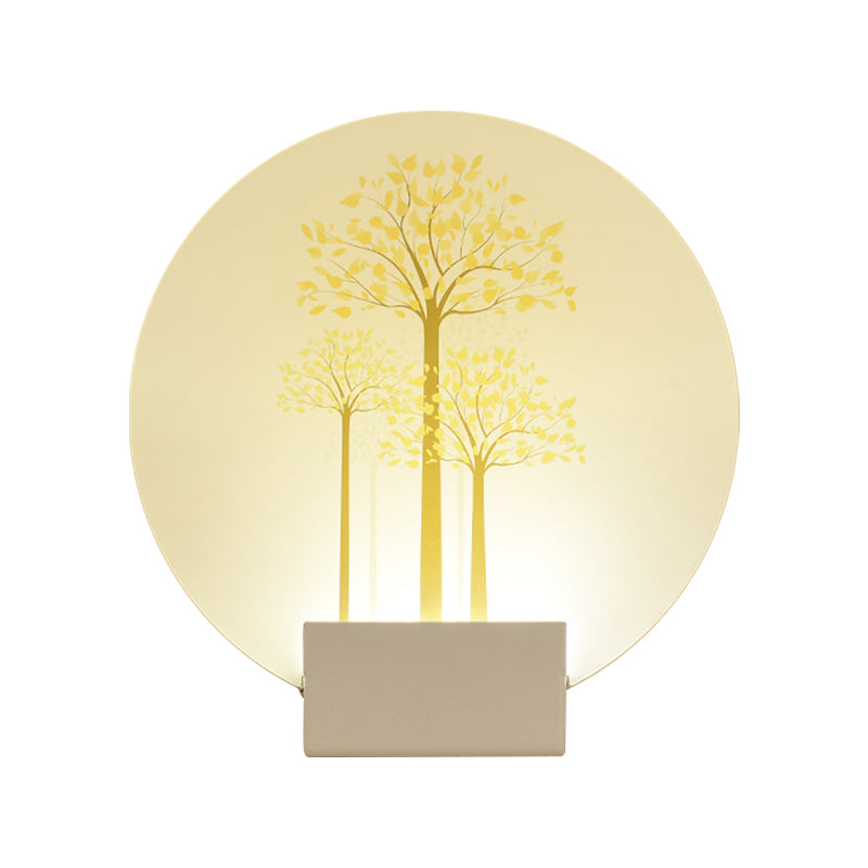 Purple/Pink/Yellow Square Wall Mount Light Simplicity Style LED Acrylic Mural Lamp with Deer/Blossom/Tree Pattern for Guest Room Clearhalo 'Wall Lamps & Sconces' 'Wall Lights' Lighting' 1194951