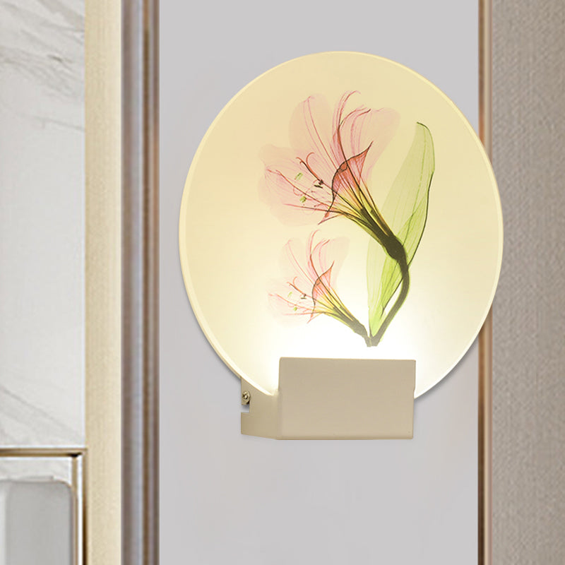 Purple/Pink/Yellow Square Wall Mount Light Simplicity Style LED Acrylic Mural Lamp with Deer/Blossom/Tree Pattern for Guest Room Pink Clearhalo 'Wall Lamps & Sconces' 'Wall Lights' Lighting' 1194953