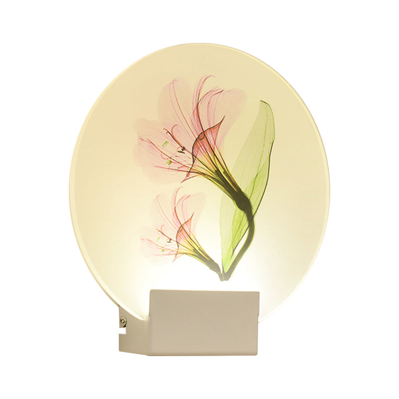 Purple/Pink/Yellow Square Wall Mount Light Simplicity Style LED Acrylic Mural Lamp with Deer/Blossom/Tree Pattern for Guest Room Clearhalo 'Wall Lamps & Sconces' 'Wall Lights' Lighting' 1194955