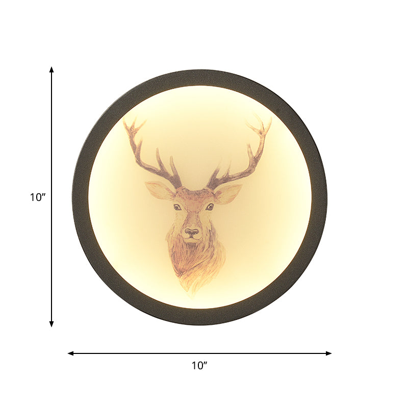Contemporary Style LED Elk Deer Mural Light Acrylic White Circular Wall Mounted Lighting Clearhalo 'Wall Lamps & Sconces' 'Wall Lights' Lighting' 1194966