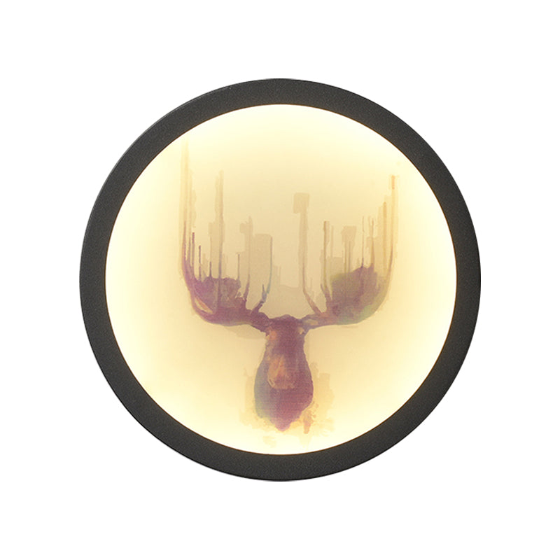 Contemporary Style LED Elk Deer Mural Light Acrylic White Circular Wall Mounted Lighting Clearhalo 'Wall Lamps & Sconces' 'Wall Lights' Lighting' 1194970