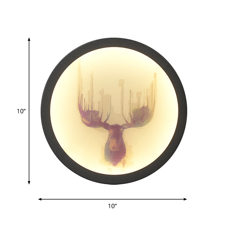 Contemporary Style LED Elk Deer Mural Light Acrylic White Circular Wall Mounted Lighting Clearhalo 'Wall Lamps & Sconces' 'Wall Lights' Lighting' 1194971