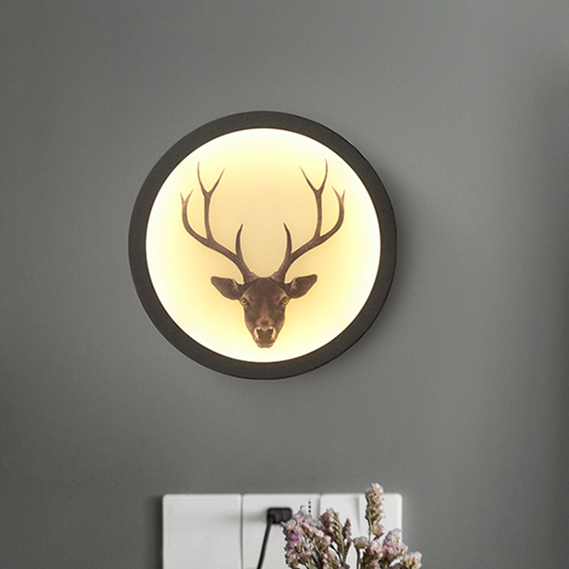 Contemporary Style LED Elk Deer Mural Light Acrylic White Circular Wall Mounted Lighting Clearhalo 'Wall Lamps & Sconces' 'Wall Lights' Lighting' 1194989