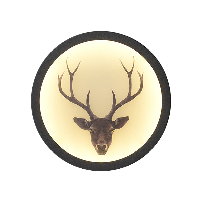 Contemporary Style LED Elk Deer Mural Light Acrylic White Circular Wall Mounted Lighting Clearhalo 'Wall Lamps & Sconces' 'Wall Lights' Lighting' 1194990