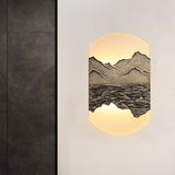 Fan/Oval Corridor Mountain Wall Mural Light Acrylic LED Oriental Style Wall Mount Light Fixture in Silver/Brown Clearhalo 'Wall Lamps & Sconces' 'Wall Lights' Lighting' 1195096