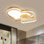 Dual Loving Heart Flush Lamp Fixture Nordic Style Metallic LED Gold Flush Mounted Light
