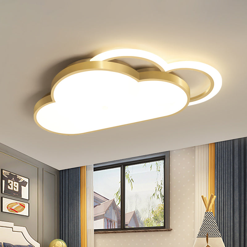 Simplicity Cloud Shape Flush Lighting Acrylic LED Bedroom Ceiling Flush Mount in Gold Gold Clearhalo 'Ceiling Lights' 'Close To Ceiling Lights' 'Close to ceiling' 'Flush mount' Lighting' 1195167
