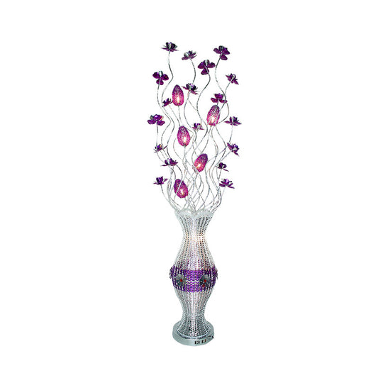 Aluminum Vase Shape Bloom Standing Lamp Art Decor Living Room LED Reading Floor Light with Swing Line in Purple Clearhalo 'Floor Lamps' 'Lamps' Lighting' 1195372