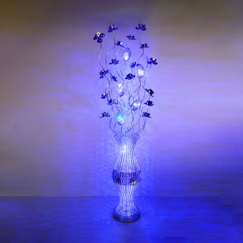 Aluminum Vase Shape Bloom Standing Lamp Art Decor Living Room LED Reading Floor Light with Swing Line in Purple Clearhalo 'Floor Lamps' 'Lamps' Lighting' 1195373