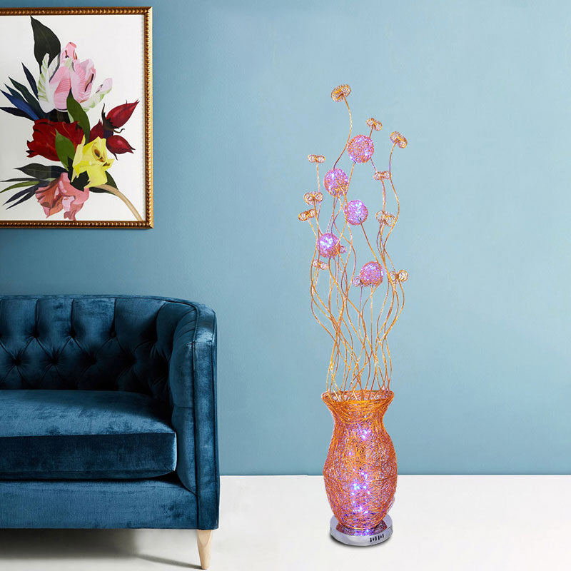 Aluminum Jar-Like Stand Up Lamp Decorative Bedroom LED Flower Reading Floor Lighting in Red/Yellow/Blue Clearhalo 'Floor Lamps' 'Lamps' Lighting' 1195392