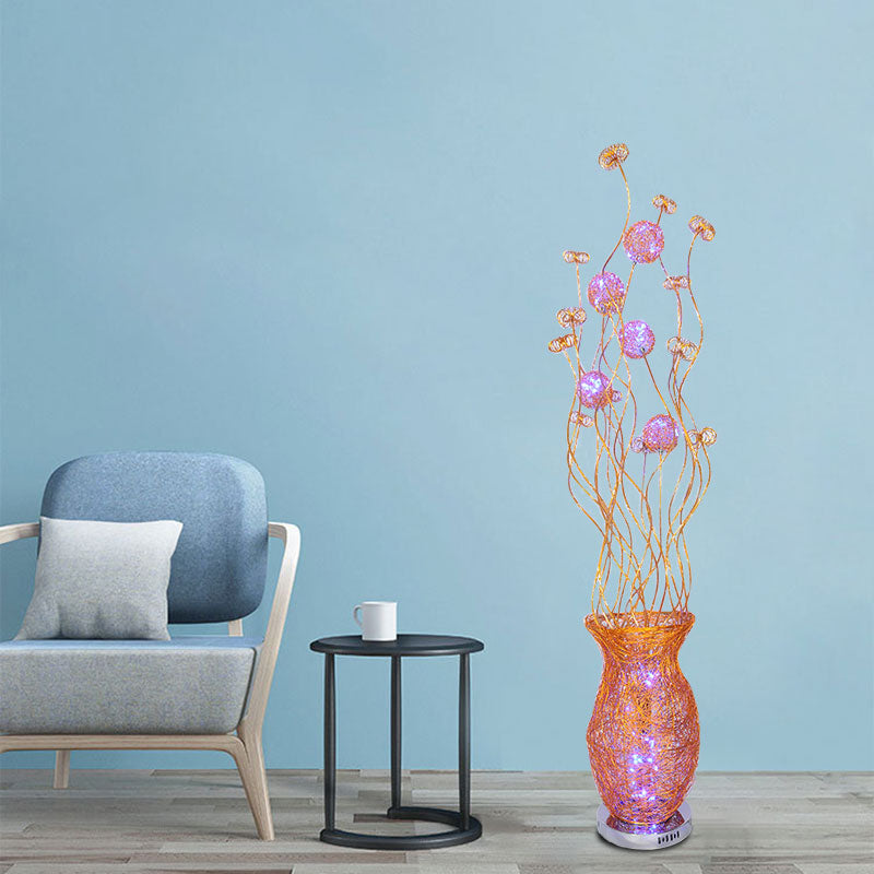Aluminum Jar-Like Stand Up Lamp Decorative Bedroom LED Flower Reading Floor Lighting in Red/Yellow/Blue Clearhalo 'Floor Lamps' 'Lamps' Lighting' 1195393