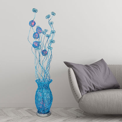 Aluminum Jar-Like Stand Up Lamp Decorative Bedroom LED Flower Reading Floor Lighting in Red/Yellow/Blue Blue Clearhalo 'Floor Lamps' 'Lamps' Lighting' 1195395