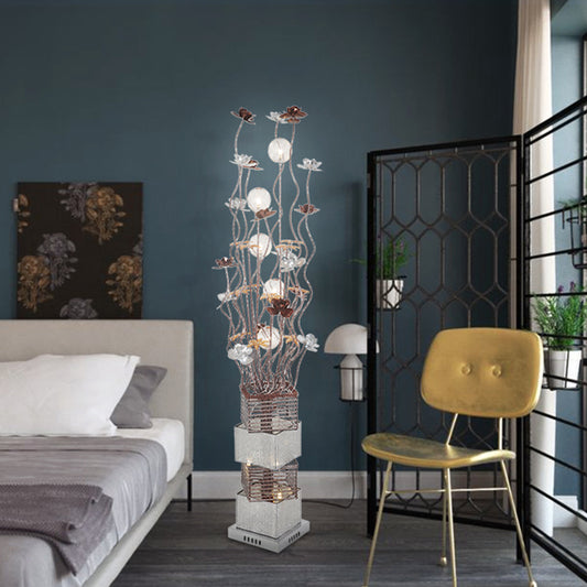 LED Cuboid Curved Stick Floor Lighting Art Decor Coffee Aluminum Bloom Standing Floor Lamp in Warm/White Light Clearhalo 'Floor Lamps' 'Lamps' Lighting' 1195428