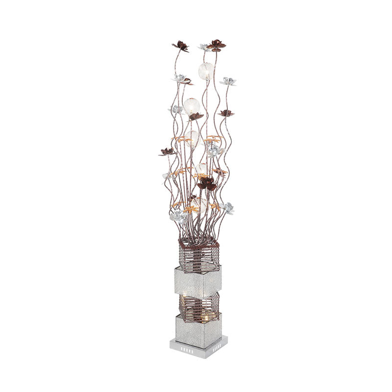 LED Cuboid Curved Stick Floor Lighting Art Decor Coffee Aluminum Bloom Standing Floor Lamp in Warm/White Light Clearhalo 'Floor Lamps' 'Lamps' Lighting' 1195429