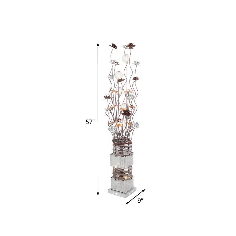 LED Cuboid Curved Stick Floor Lighting Art Decor Coffee Aluminum Bloom Standing Floor Lamp in Warm/White Light Clearhalo 'Floor Lamps' 'Lamps' Lighting' 1195430