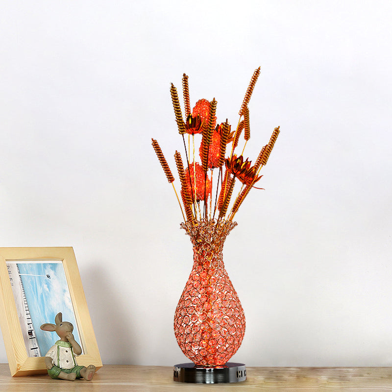 LED Vase Shape Desk Light Art Decor Gold/Silver Metal Night Table Lamp with Crystal Encrusted Clearhalo 'Lamps' 'Table Lamps' Lighting' 1195444