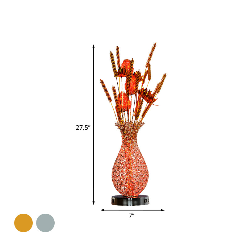 LED Vase Shape Desk Light Art Decor Gold/Silver Metal Night Table Lamp with Crystal Encrusted Clearhalo 'Lamps' 'Table Lamps' Lighting' 1195446