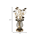 Black-Silver Floral Table Lamp Art Decor Aluminum Study Room LED Desk Lighting with Little Bloom Design Clearhalo 'Lamps' 'Table Lamps' Lighting' 1195478