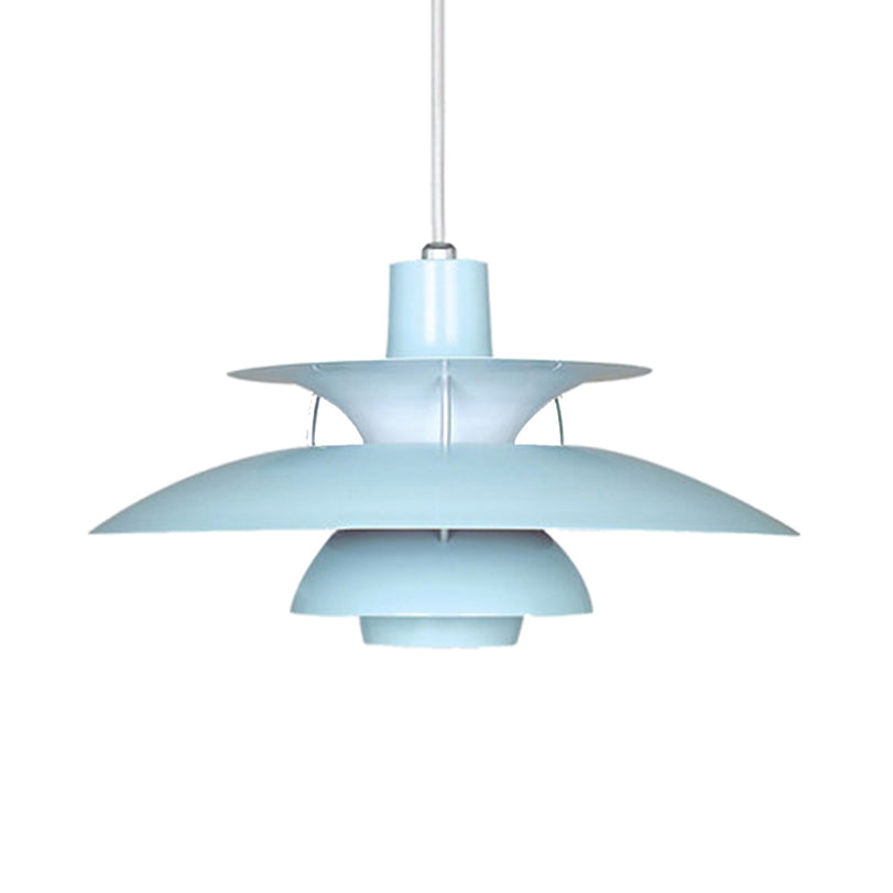 3 Layers Pendant Light with Flared Shade Macaron Style Aluminum 1 Light Black/Gray Hanging Lamp, 12"/16" Wide Clearhalo 'Ceiling Lights' 'Modern Pendants' 'Modern' 'Pendant Lights' 'Pendants' Lighting' 119554