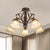 5/6/8 Lights Floral Shade Semi Flush Light Countryside Brown Opal Glass Close to Ceiling Lamp for Living Room 5 Brown Clearhalo 'Ceiling Lights' 'Chandeliers' 'Close To Ceiling Lights' 'Close to ceiling' 'Glass shade' 'Glass' 'Semi-flushmount' Lighting' 1197487