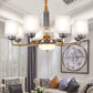 Null 6/8/12 Bulbs Chandelier Light Fixture Rural Cream Glass Cylindrical Pendulum Light for Bedroom Clearhalo 'Ceiling Lights' 'Chandeliers' Lighting' options 1197497