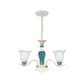 Green Flower Shade Ceiling Hang Fixture Countryside Style Cream Glass 3/6-Light Bedroom Pendant Chandelier Clearhalo 'Ceiling Lights' 'Chandeliers' Lighting' options 1197536