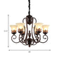 Rural Style Swirled Arm Hanging Chandelier 3/6-Bulb Metallic Suspended Lighting Fixture in Red Brown Clearhalo 'Ceiling Lights' 'Chandeliers' Lighting' options 1197541