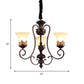 Rural Style Swirled Arm Hanging Chandelier 3/6-Bulb Metallic Suspended Lighting Fixture in Red Brown Clearhalo 'Ceiling Lights' 'Chandeliers' Lighting' options 1197546