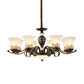 3/6/8 Lights Ceiling Suspension Lamp Rustic Style Bell Shade Cream Glass Chandelier Lighting in Black Clearhalo 'Ceiling Lights' 'Chandeliers' Lighting' options 1197548