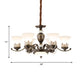 3/6/8 Lights Ceiling Suspension Lamp Rustic Style Bell Shade Cream Glass Chandelier Lighting in Black Clearhalo 'Ceiling Lights' 'Chandeliers' Lighting' options 1197555