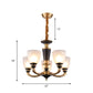 Brass 3/5-Bulb Suspension Pendant Light Traditional Style Milky Glass Empire Shade Ceiling Chandelier Clearhalo 'Ceiling Lights' 'Chandeliers' Lighting' options 1197564