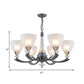 6/8 Bulbs Suspension Pendant with Floral Shade Opal Glass Countryside Guest Room Ceiling Chandelier in Grey Clearhalo 'Ceiling Lights' 'Chandeliers' Lighting' options 1197610