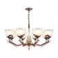 Coffee Bowl Shaped Pendant Chandelier Rural Style Cream Glass 3/6/8/10-Head Living Room Suspension Lighting Clearhalo 'Ceiling Lights' 'Chandeliers' 'Close To Ceiling Lights' 'Glass shade' 'Glass' Lighting' 1197618