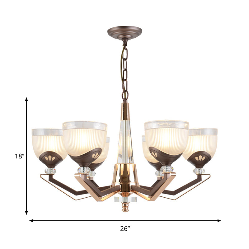 Coffee Bowl Shaped Pendant Chandelier Rural Style Cream Glass 3/6/8/10-Head Living Room Suspension Lighting Clearhalo 'Ceiling Lights' 'Chandeliers' 'Close To Ceiling Lights' 'Glass shade' 'Glass' Lighting' 1197624