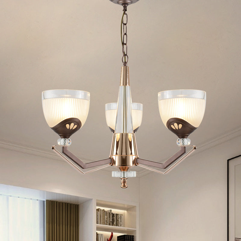 Coffee Bowl Shaped Pendant Chandelier Rural Style Cream Glass 3/6/8/10-Head Living Room Suspension Lighting Clearhalo 'Ceiling Lights' 'Chandeliers' 'Close To Ceiling Lights' 'Glass shade' 'Glass' Lighting' 1197627