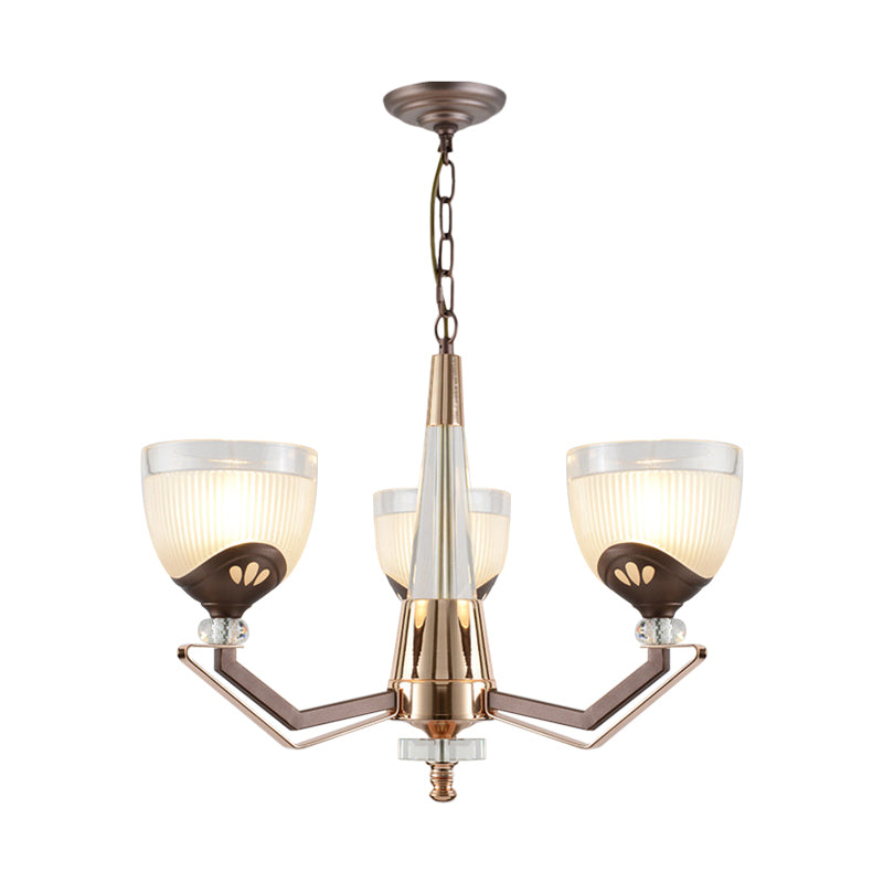 Coffee Bowl Shaped Pendant Chandelier Rural Style Cream Glass 3/6/8/10-Head Living Room Suspension Lighting Clearhalo 'Ceiling Lights' 'Chandeliers' 'Close To Ceiling Lights' 'Glass shade' 'Glass' Lighting' 1197628