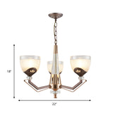 Coffee Bowl Shaped Pendant Chandelier Rural Style Cream Glass 3/6/8/10-Head Living Room Suspension Lighting Clearhalo 'Ceiling Lights' 'Chandeliers' 'Close To Ceiling Lights' 'Glass shade' 'Glass' Lighting' 1197629