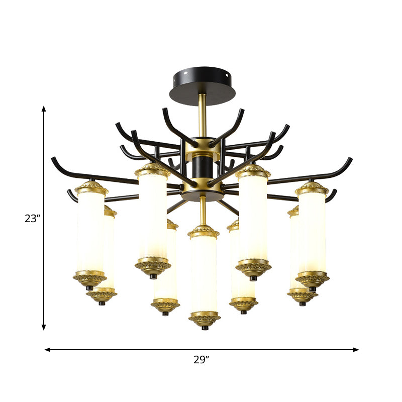 Metal Black-Gold Suspension Pendant Light Starburst-Like Arm 9/11 Lights Rustic Style Ceiling Chandelier Clearhalo 'Ceiling Lights' 'Chandeliers' Lighting' options 1197642