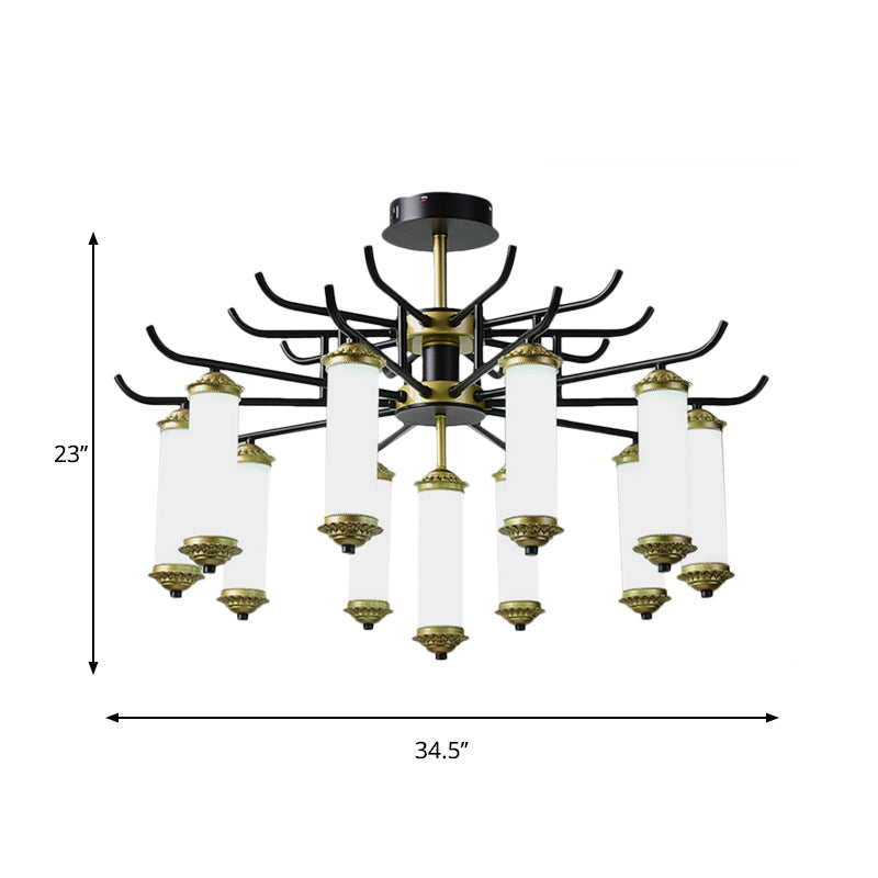 Metal Black-Gold Suspension Pendant Light Starburst-Like Arm 9/11 Lights Rustic Style Ceiling Chandelier Clearhalo 'Ceiling Lights' 'Chandeliers' Lighting' options 1197647
